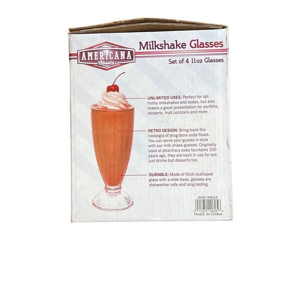Americana Classics Set of 4 Milkshake Glasses new - Picture 2 of 3